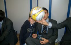 Holding the ball, ha ha